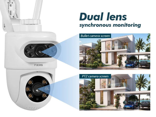 FUERS 5K 10MP Dual Lens IP Camera Tuya Smart - Auto Tracking Surveillance - stepyours.com