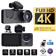 4K Dual Lens Dash Cam Car DVR With WiFi App Front Rear Night Vision - stepyours.com