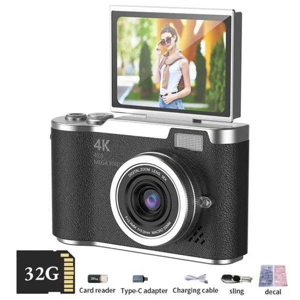 Amorus 1080P Selfie Camera With 180 Degree Flip Screen Beauty Filters 48MP - stepyours.com