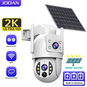JOOAN Solar Wireless Outdoor Camera Dual Lens with 2 Way Audio CCTV - stepyours.com