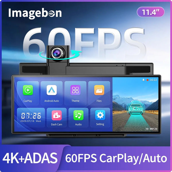 Imagebon H70 Plus 11.4 Inch 4K ADAS Dash Cam 60FPS Night Vision Dual Recording - stepyours.com