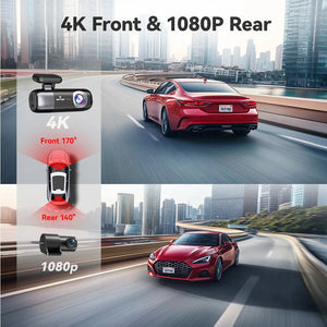 Redtiger F9 Dash Cam 4K Front And Rear GPS WiFi Night Vision - stepyours.com