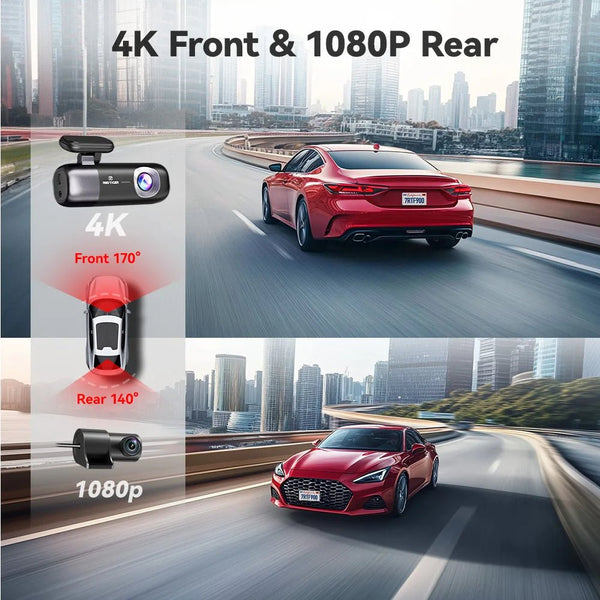 Redtiger F9 Dash Cam 4K Front And Rear GPS WiFi Night Vision - stepyours.com