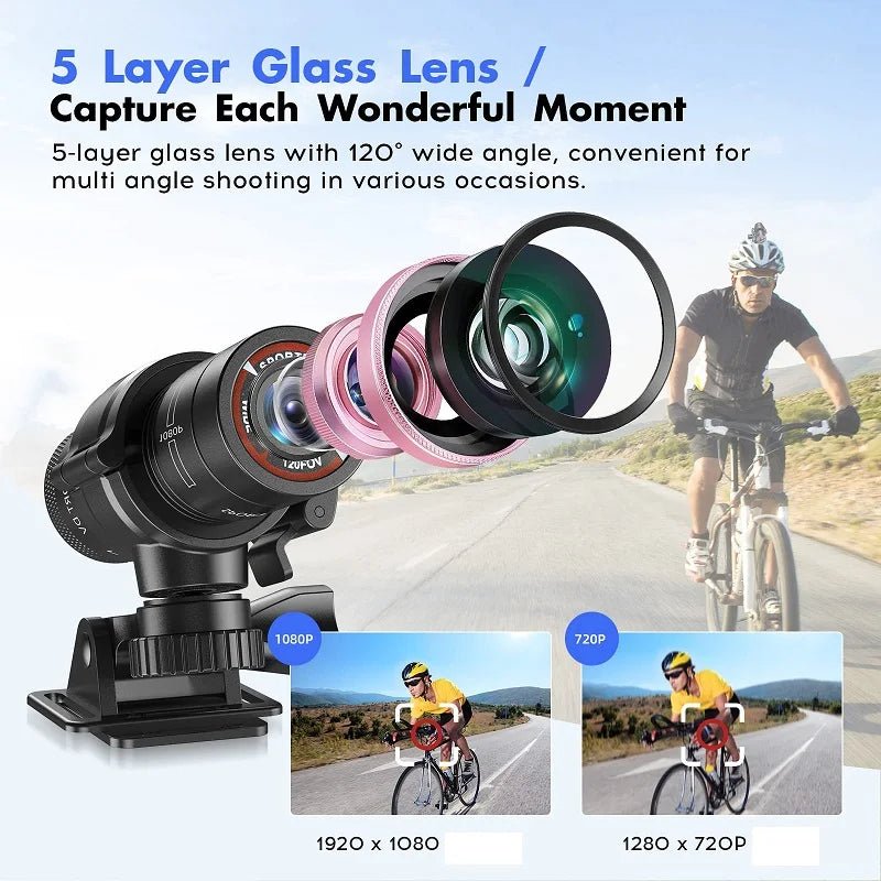 Mini Action Camera Helmet Light Waterproof HD 1080P For Bike Motorcycle - stepyours.com
