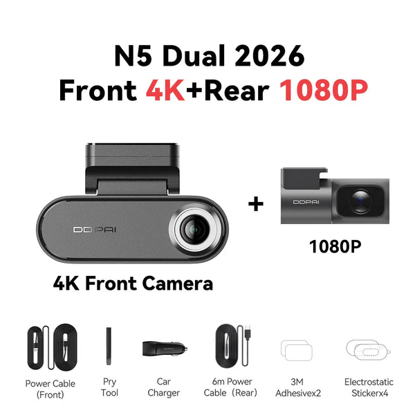 DDPAI N5 Dual 4K HDR Dash Cam Front And Rear AI Night Vision WiFi 6 GPS ADAS - stepyours.com