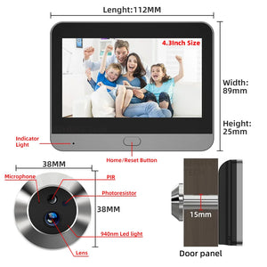 Tuya Smart 3MP 140° Wide View Angle Mini Digital Peephole Eye Viewer WiFi IR PIR Detection Doorbell Door Camera Alexa Google by stepyours.com
