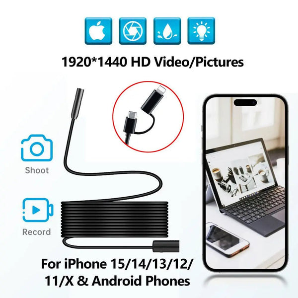 5.5 To 8mm Endoscope For Android And iPhone Real Time Boroscope Tight Spaces - stepyours.com