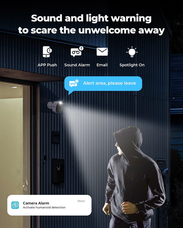 H View PIR Battery Powered Wireless Outdoor Security Camera 2K 3MP WiFi Siren - stepyours.com