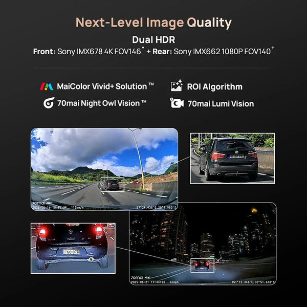 70Mai A810S 4K HDR Dash Cam GPS ADAS Dual Channel Motion Detection 4G LTE DVR - stepyours.com