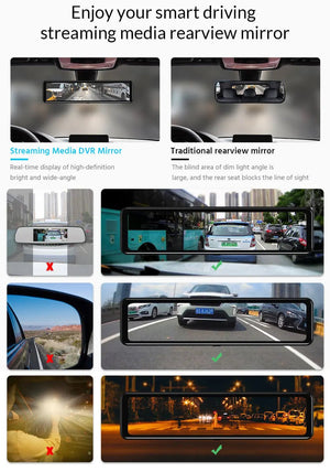 ACCEO 4K WiFi Dash Cam With 12 Inch Rear View Mirror Car DVR - stepyours.com