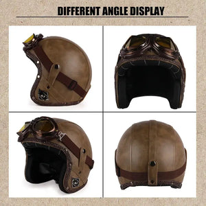 Retro Open Face Motorcycle Helmet — product view 4