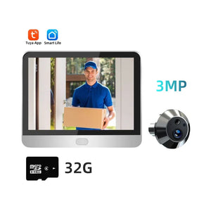 Tuya Smart 3MP Outdoor Wireless Door Peephole Video Eye Camera 2.4G WiFi Night Vision Home Security Door Camera with LCD Screen by stepyours.com