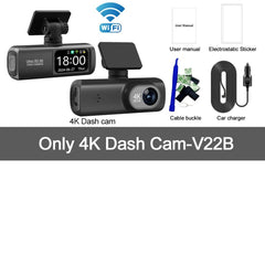Kocam UHD 4K Dash Cam Dual Lens Front And Rear WiFi GPS 24H Parking Monitor - stepyours.com