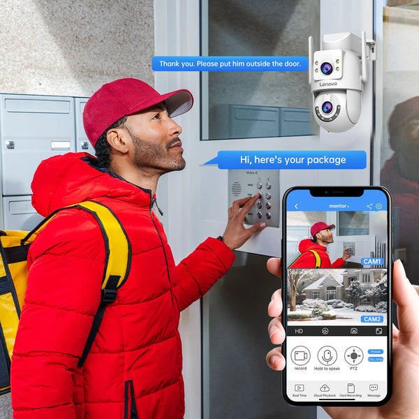 Lenovo HD PTZ Outdoor Camera Dual Lens 6MP With Auto Tracking - 5G WiFi by stepyours.com
