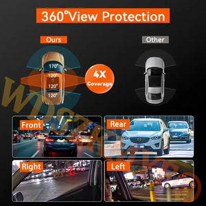 4 Lens Car DVR 360 Degree Dash Cam 1080P Front Left Right Rear View Camera - stepyours.com