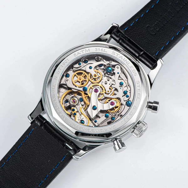 Sugess 1963 Pilot Watch Men Mechanical Chronograph Panda Wristwatch Air Force Sapphire Waterproof for Seagull Movement ST1901 v3