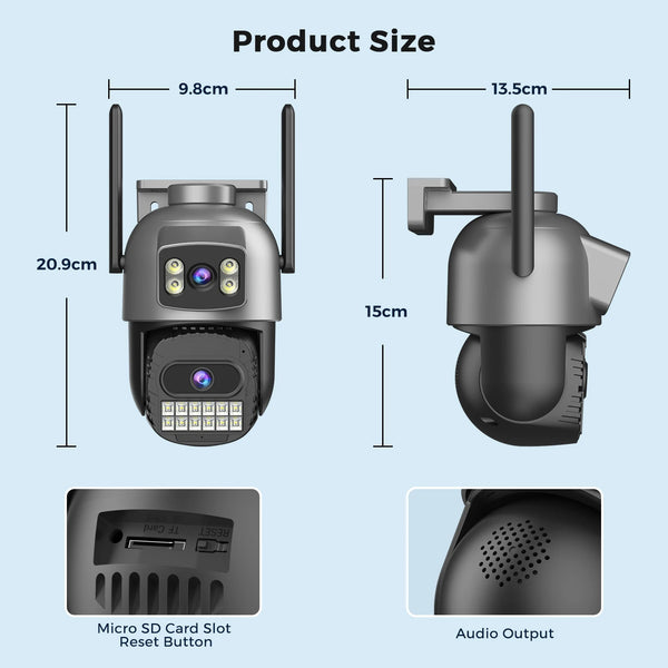 BESDER 15MP WiFi Outdoor PTZ Camera With Auto Tracking 5X Digital Zoom CCTV - stepyours.com