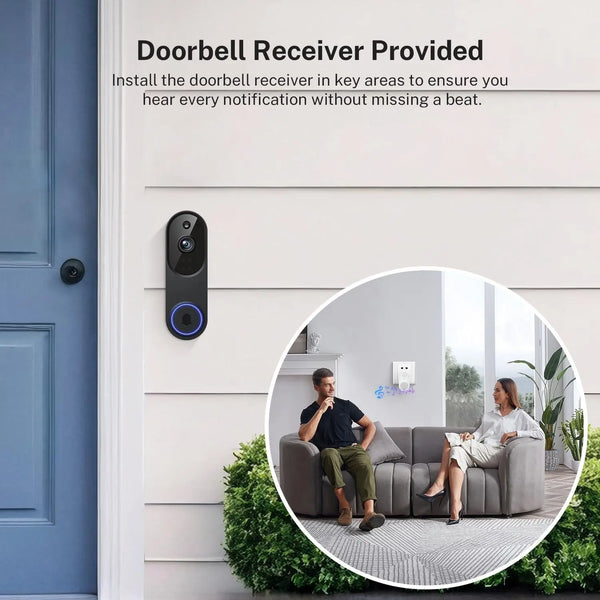 1080p Wireless Wi-Fi Video Doorbell Camera with Two-Way Audio, Night Vision, Cloud Storage, AI Motion Detection, 2.4GHz Wi-Fi by stepyours.com