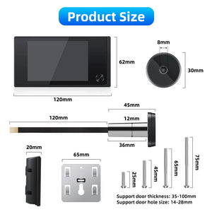 Awapow 3.5 Inch Doorbell Peephole Viewer Digital Door Camera 120° LCD 2 Million HD Pixels Cat Eye Door Bell Outdoor Monitor by stepyours.com