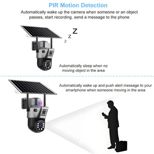 4G Solar Camera Outdoor 6K 12MP Tri Lens Night Vision IP PTZ Surveillance Pro - stepyours.com