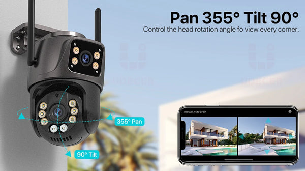 SmartVision 4K 8MP Outdoor WiFi PTZ Camera AI Auto Tracking Dual Lens by stepyours.com