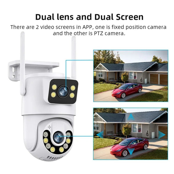 Outdoor Wireless Security IP Camera 4K 8MP Dual Lens - AI Auto Tracking - stepyours.com