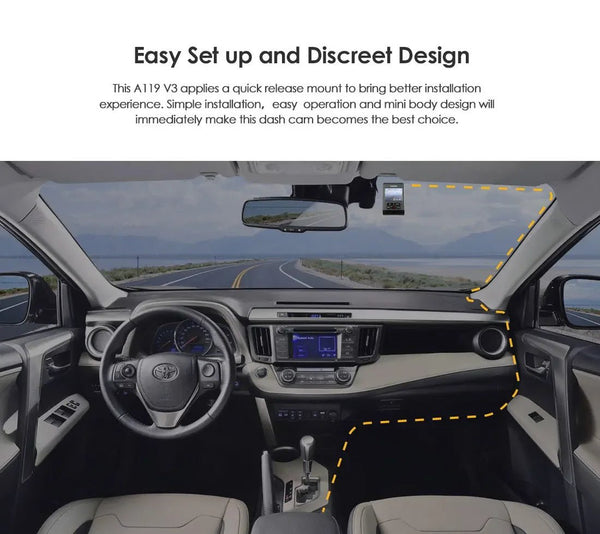 VIOFO A119 V3 2K Car Dash Camera With Parking Mode G Sensor Rota Lens - stepyours.com