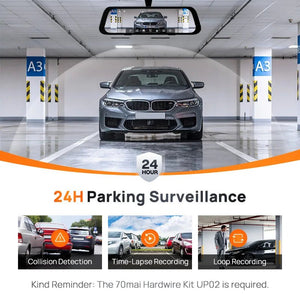 70mai S500 Rearview Dash Cam 9.35 Inch Touch Screen Dual Channel 3K HDR - stepyours.com
