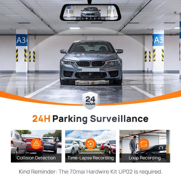 70mai S500 Rearview Dash Cam 9.35 Inch Touch Screen Dual Channel 3K HDR - stepyours.com
