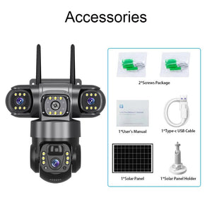 V380Pro 3 Lens WiFi Solar Camera 360 Outdoor Waterproof Security - stepyours.com