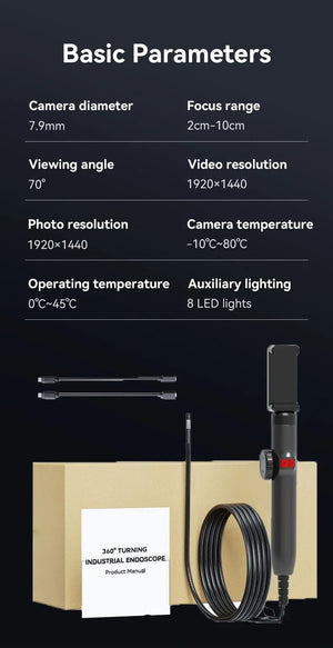 360 Degree Articulating Borescope Endoscope With Light For Android And iOS - stepyours.com