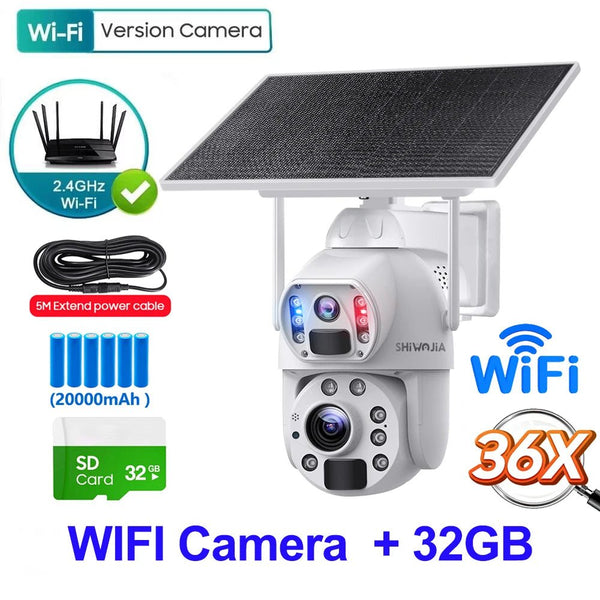 SHIWOJIA Solar 4G Security Camera With 360 Night Vision And 36X Zoom - stepyours.com