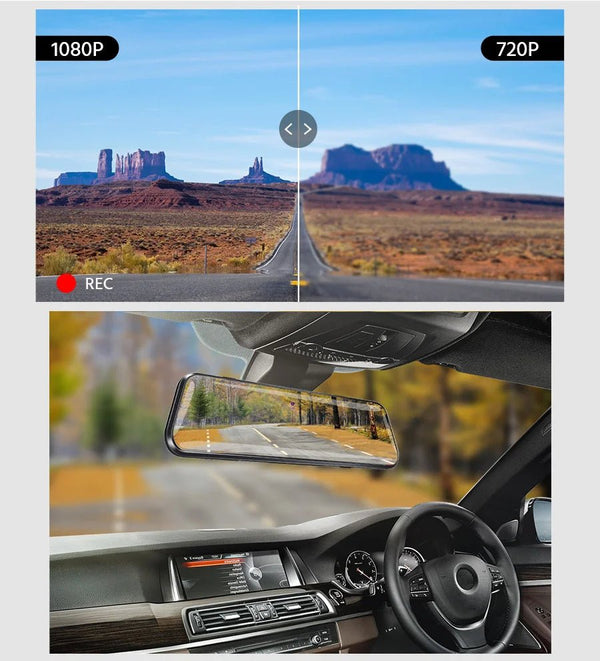 10 Inch Car DVR Touch Screen Dual 1080P Front And Rear Rearview Mirror Camera - stepyours.com