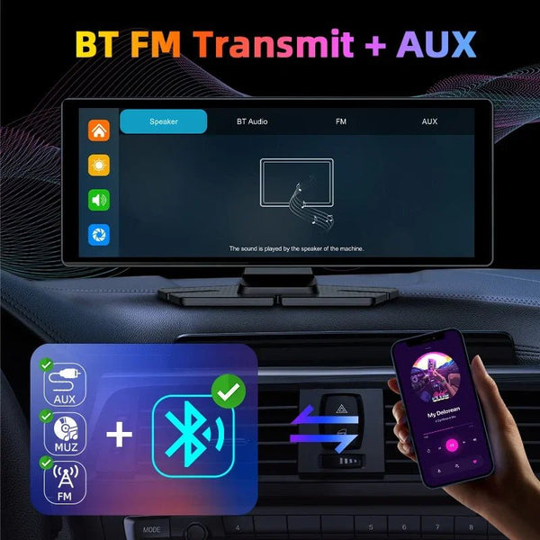 4K Dash Cam CarPlay Android Auto 350 Degree Rotating Lens GPS Bluetooth 7 Inch - stepyours.com