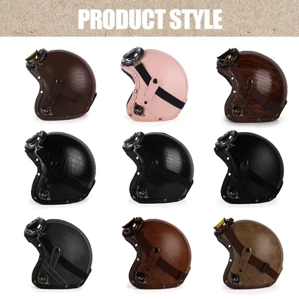 Retro Open Face Motorcycle Helmet — product view 3