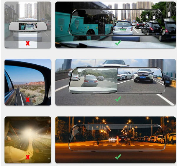 10 Inch 1080P Night Vision Car Dash Cam With Touch Screen And Rear View Mirror - stepyours.com