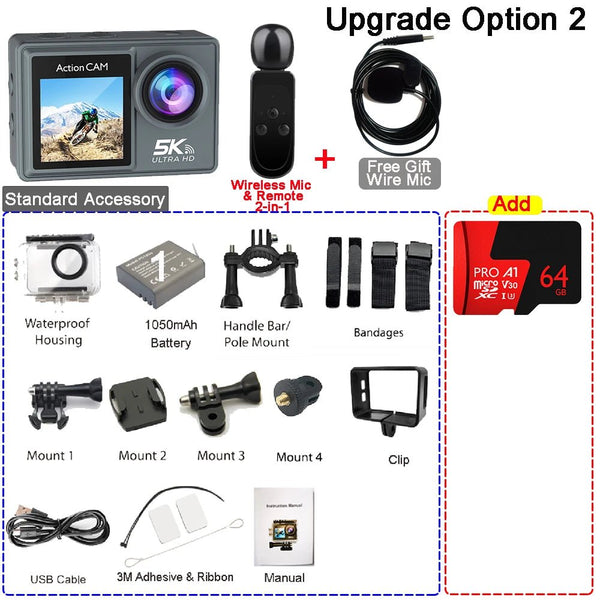 HUAFANT M4R Action Camera 5K 4K60FPS Waterproof 30m IPS Touch LCD 5X Zoom - stepyours.com