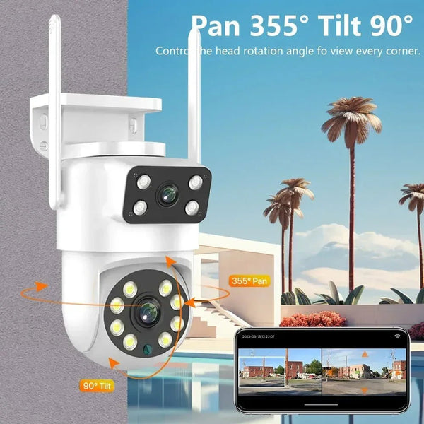 ANSVICAM Outdoor 4K AI Tracking WiFi IP Camera Dual Lens PTZ Alexa Ready - stepyours.com