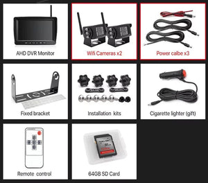 GreenYi 1280x720 HD AHD Wireless Truck DVR 7 Inch Night Vision Backup Camera - stepyours.com