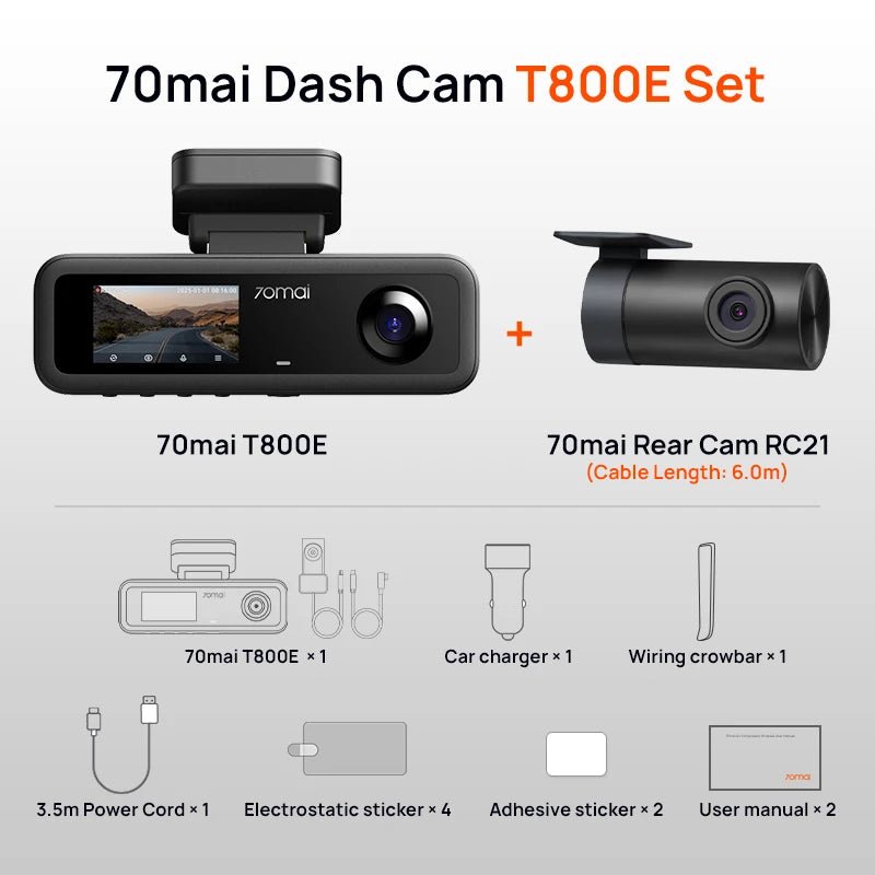 70mai T800e 3 Channel Dash Cam 4K Front 1080p Rear And Interior HDR GPS WiFi 6 - stepyours.com