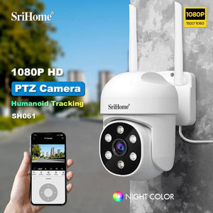 Srihome SH061 Wireless PTZ AI 1080P Home Security Camera Night Vision CCTV - stepyours.com