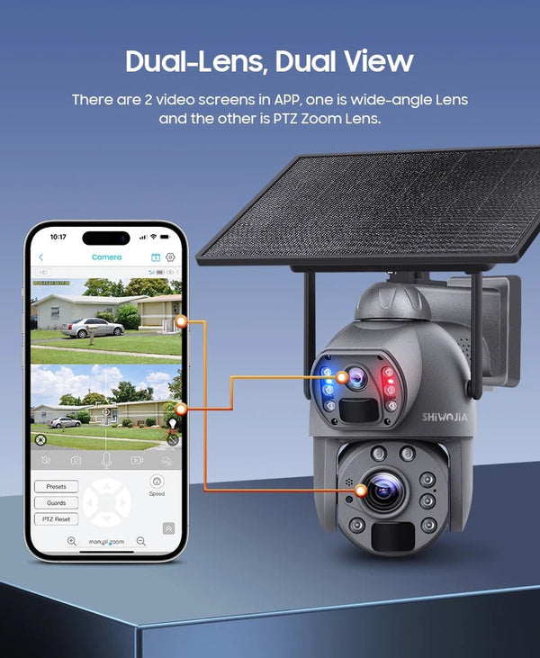 SHIWOJIA Solar 4G Security Camera With 360 Night Vision And 36X Zoom - stepyours.com