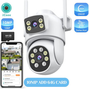 12MP Outdoor WiFi Camera - With 3 Lens PTZ AI Tracking For ICSEE App - stepyours.com