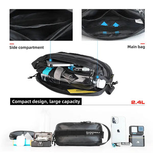Rhinowalk Bicycle Handlebar Bag 2.4L Portable Cycling Storage Bag Bikepacking Shoulder Crossbody Waist Bag Molle System