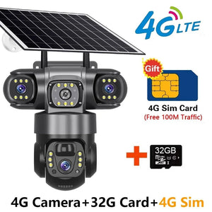 Solar 4G Outdoor Security Camera With 3 Lenses And 10X Zoom Night Vision - stepyours.com