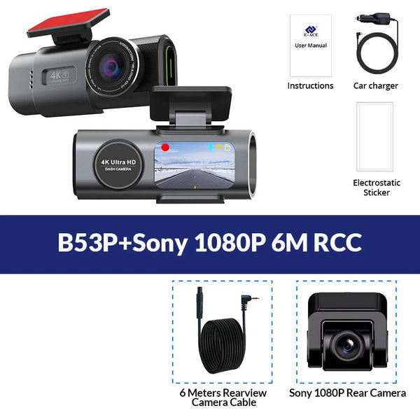 4K Dash Cam Car DVR With Night Vision GPS WiFi Parking Monitor - stepyours.com