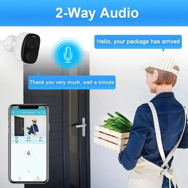 NOCCLIL Wireless Outdoor Security Camera 2K Battery Powered IP66 Weatherproof - stepyours.com