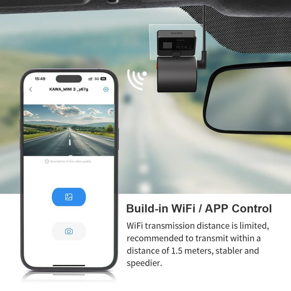 Kawa 2K Dash Cam Mini 3 for Cars Night Vision WiFi App - stepyours.com