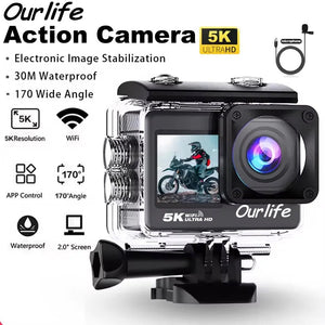 Ourlife 4K60FPS Action Camera With 2.0Inch Touch Screen 170Deg Wide Waterproof30M - stepyours.com