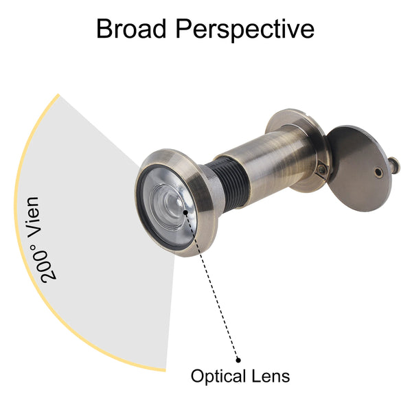 16mm 200 Degree Door Viewer HD Glass Lens Wide Angle Security Door Peephole with Drill Bit Set for Doors 1.57-2.56inch Thickness by stepyours.com